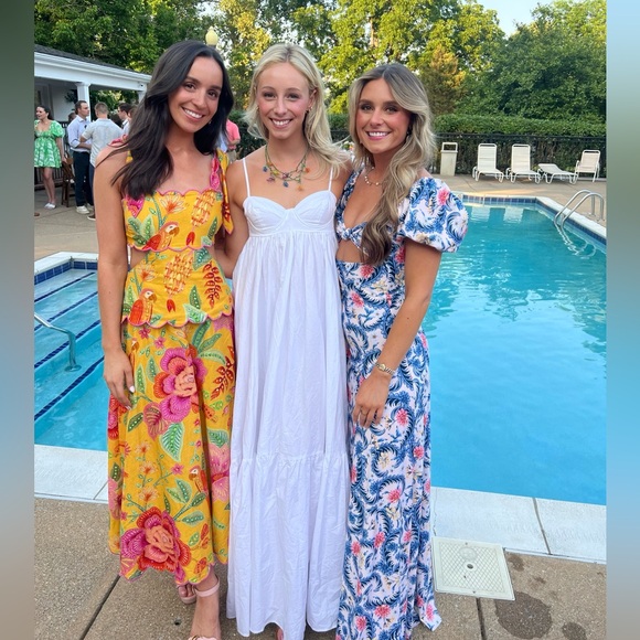 FARM RIO PRINTED SCALLOPED CUTOUT DRESS- Yellow- Size XS - Picture 4 of 4